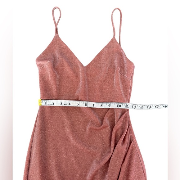 GLARE Coral‎ Gold Sparkly Party Mini Dress Size Medium - Picture 6 of 7